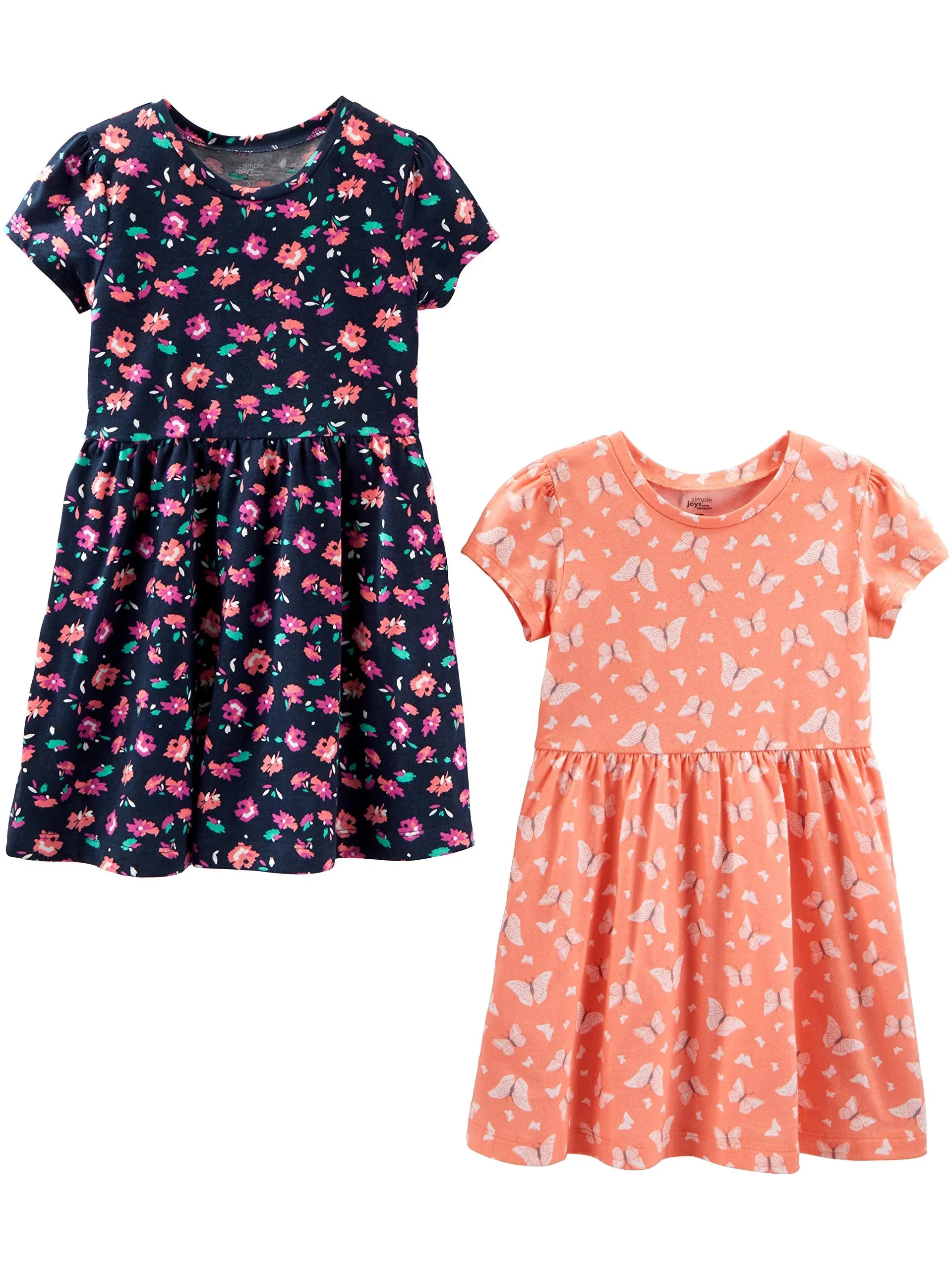 Simple Joys by Carter's Girls' Short-Sleeve and Sleeveless Dress Sets, Pack of 2