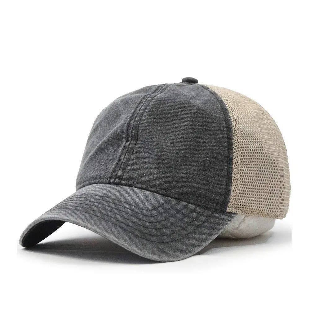 New Vintage Washed Cotton Soft Mesh Adjustable Baseball Cap Dad Hat (FREE Patch)