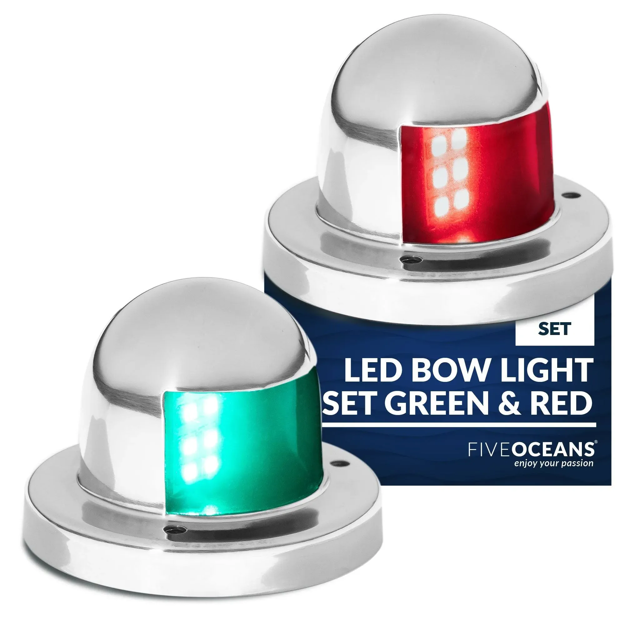 Five Oceans Boat Navigation Lights, LED Bow Light, Boat Navigation Lights Red and Green, Horizontal Mount Sidelight, 12V, USCG Rules 2NM, Pontoon, Fishing Boats, Bass Boats, Sport Boats - FO4431-C1