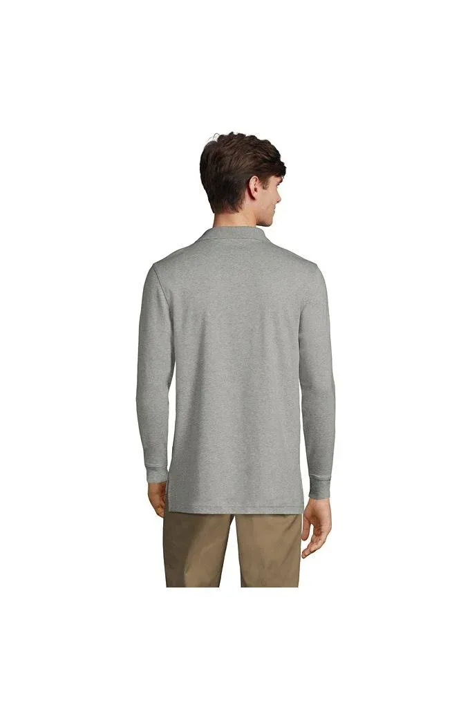 Lands' End School Uniform Men's Long Sleeve Interlock Polo Shirt