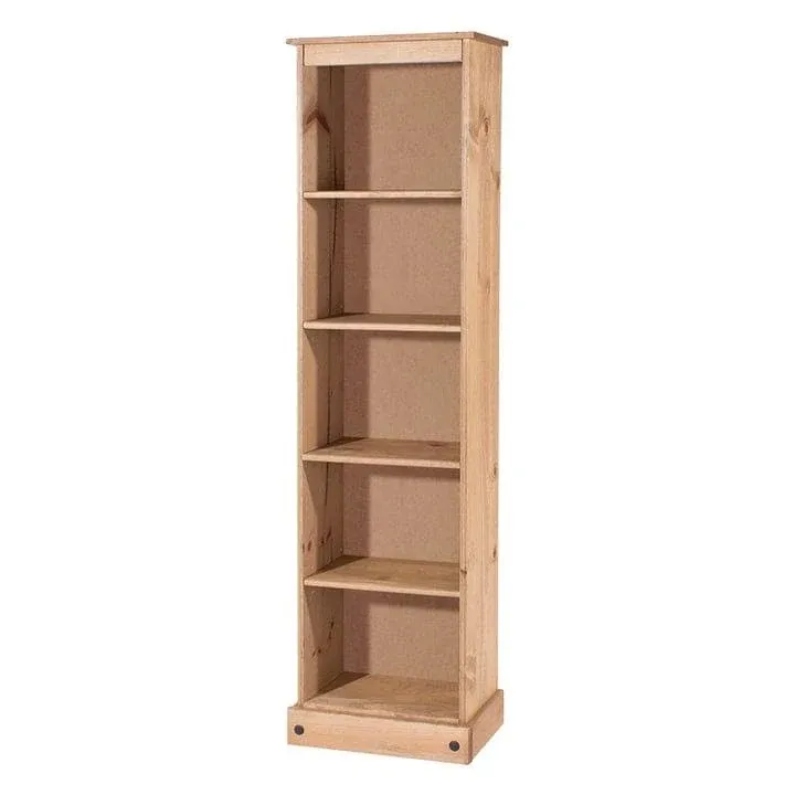 Wood Bookcase Tall Narrow Corona Snow