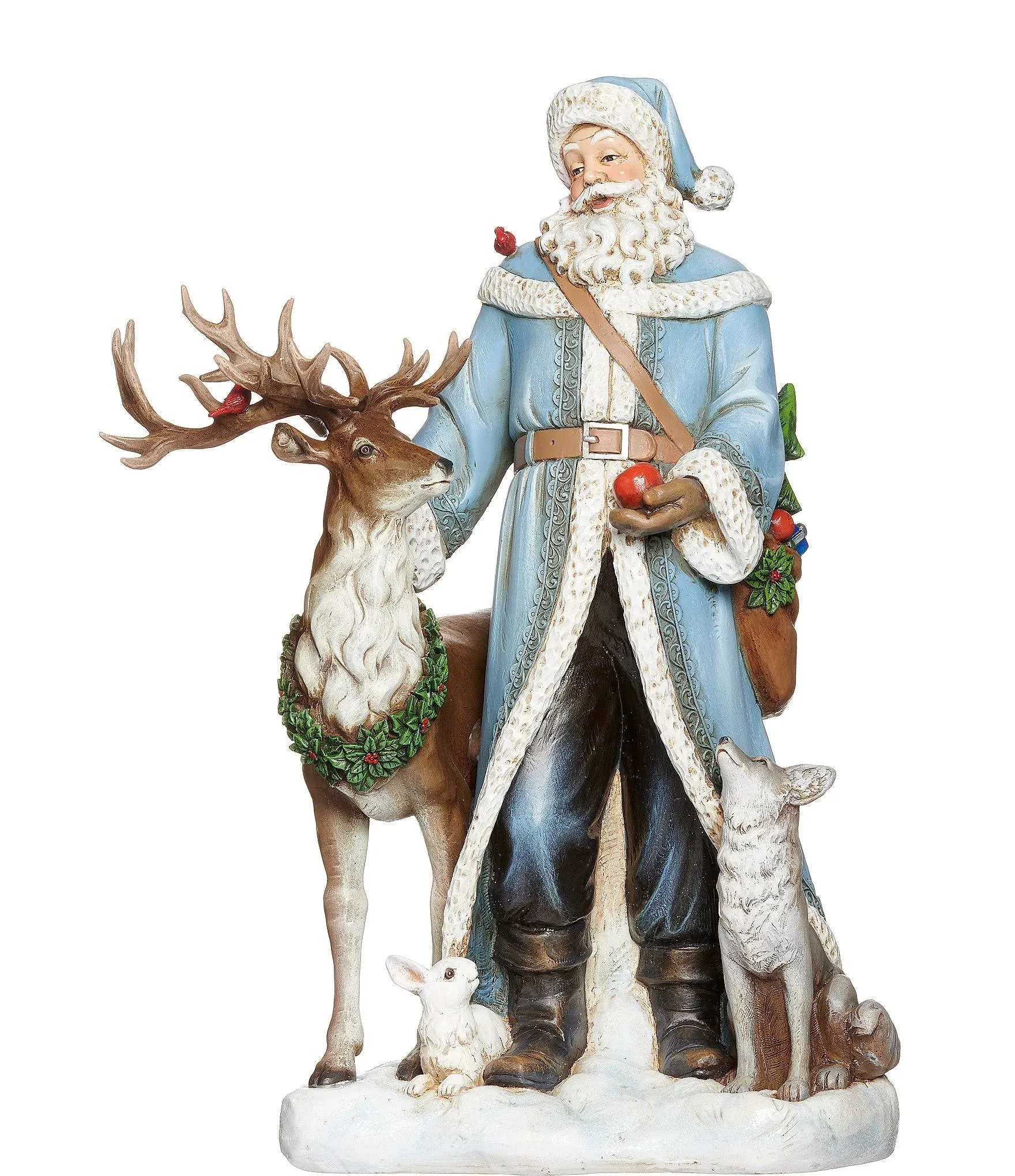 JOSEPH STUDIO BLUE COAT SANTA, DEER &amp; WHITE FOX, RABIT STATUE-633468