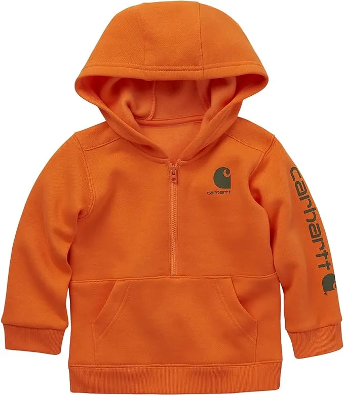 Carhartt Boys' Long-Sleeve Half-Zip Sweatshirt, Exotic Orange, 3T