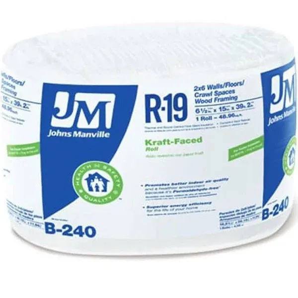 Johns Manville R-19 Kraft-Faced Fiberglass Insulation Roll