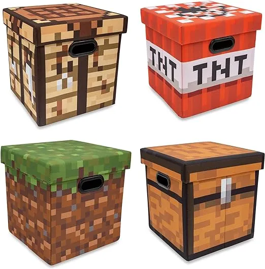 Minecraft 4-Piece 13 Inch Fabric Storage Bin Bundle