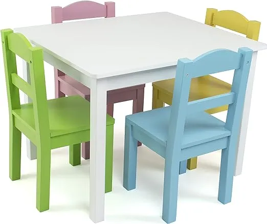 Humble Crew Kids Wood Table and 4 Chairs Set