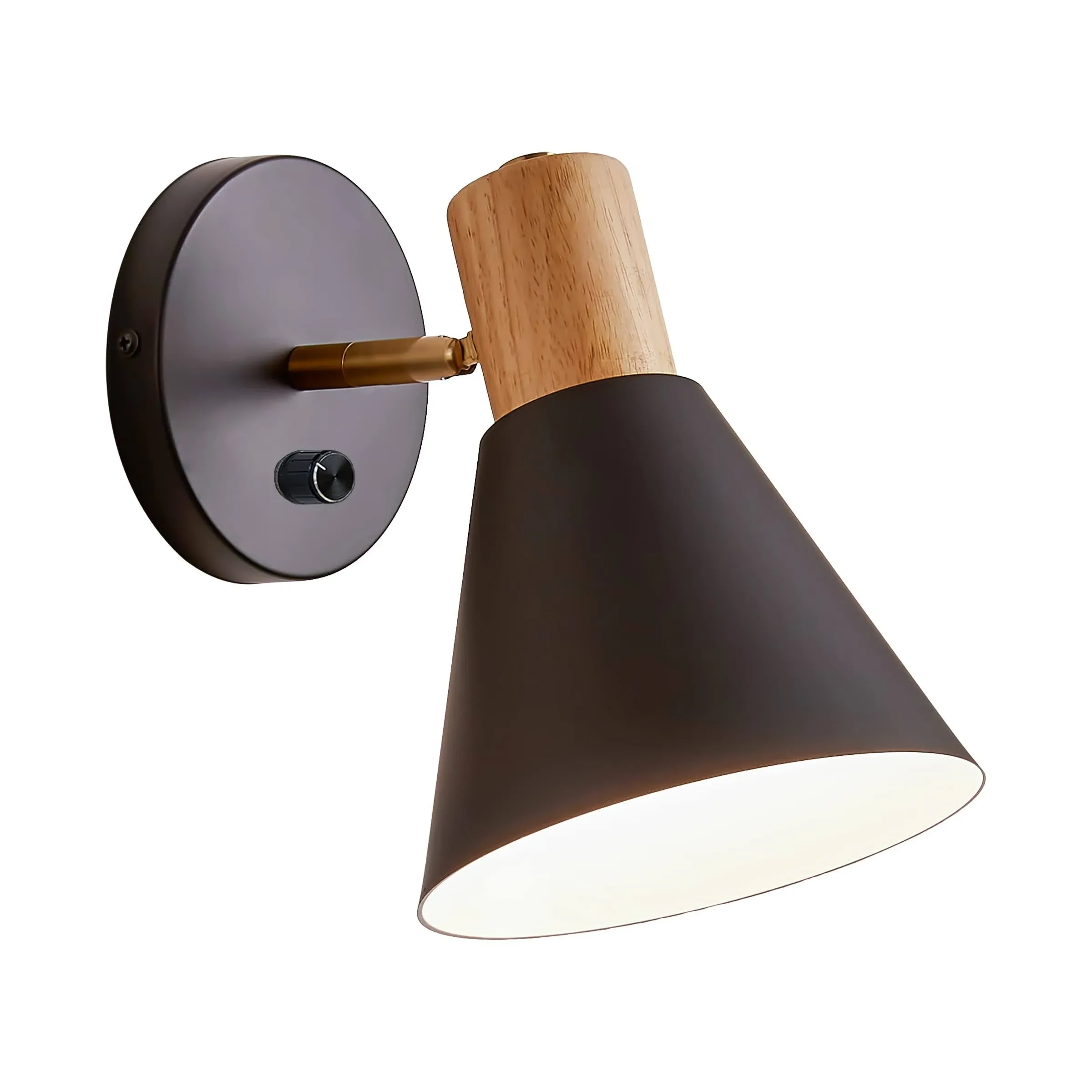 ClanKin Wall Sconces Lighting Fixture with Knob Switch, Black Adjustable Bedside ...