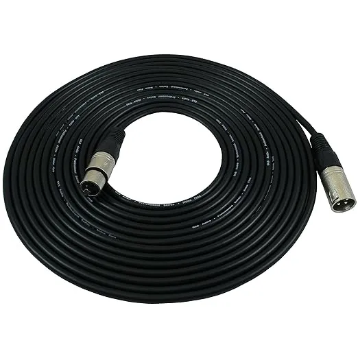 GLS Audio 50ft Mic Cable Patch Cords - XLR male to XLR Female Black Microphone Cables - 50 Balanced Mike Snake Cord - Single