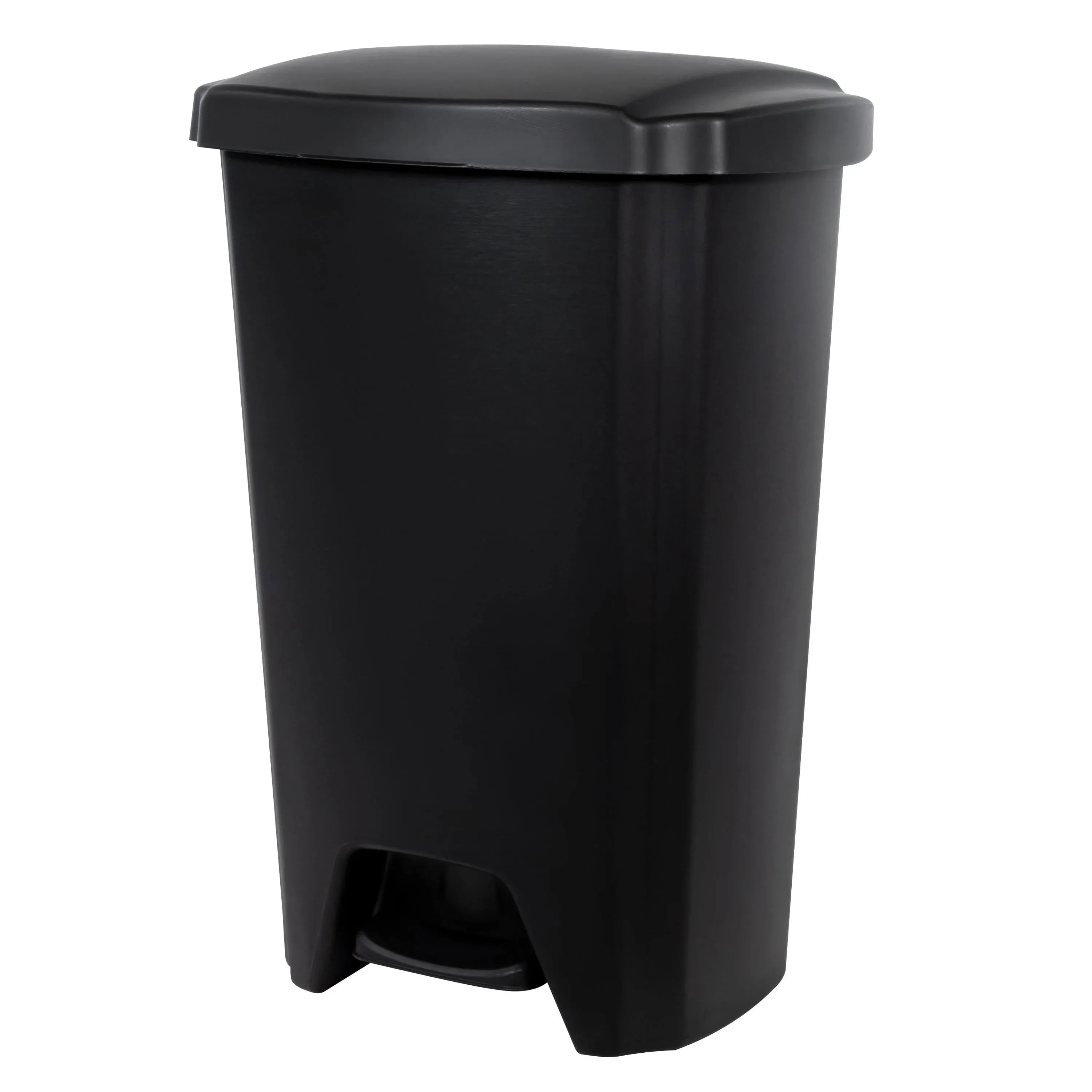 12.1 Gallon Trash Can, Plastic Step On Kitchen Trash Can, Black