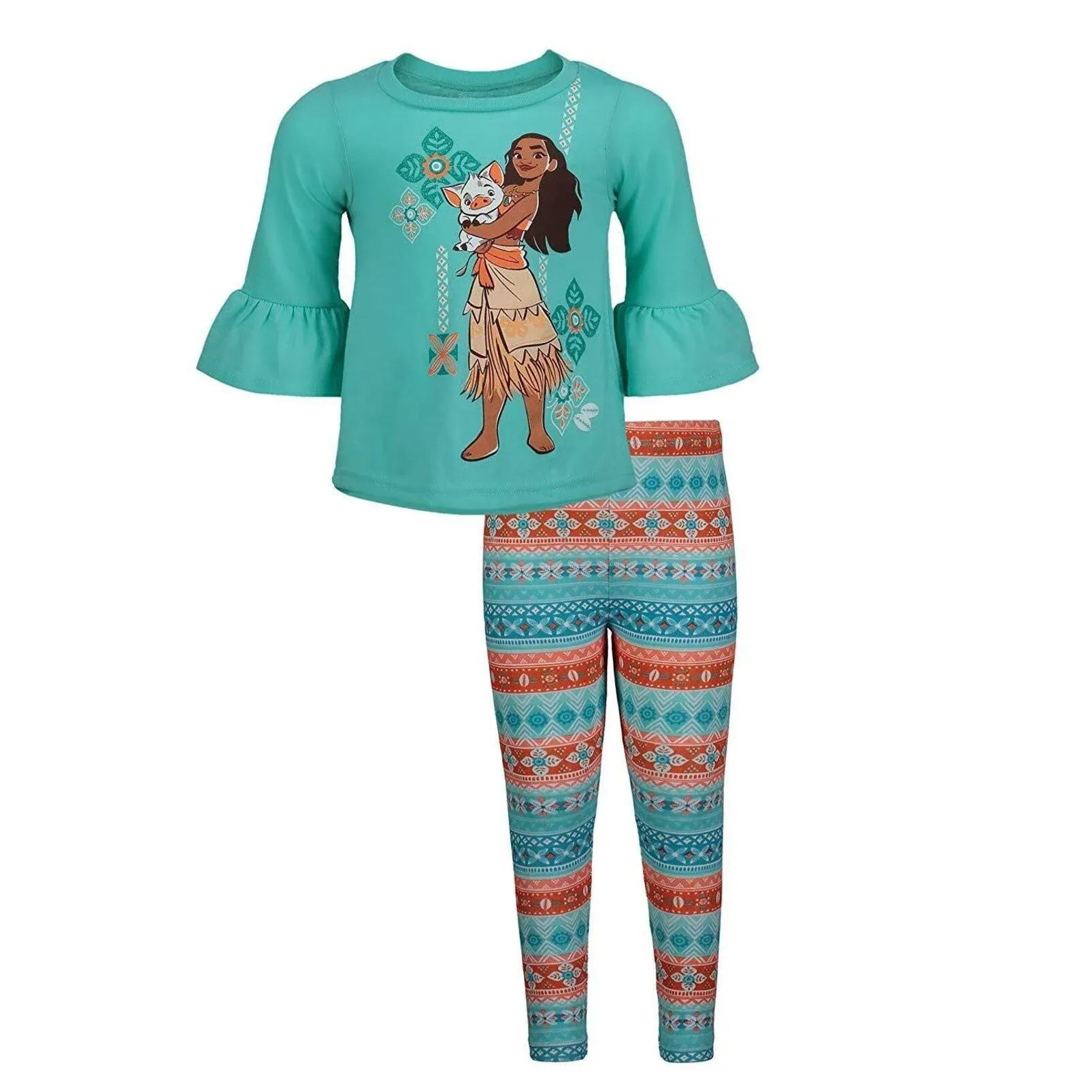 Disney Girls Moana Graphic T-Shirt and Leggings Outfit Set to - Blue