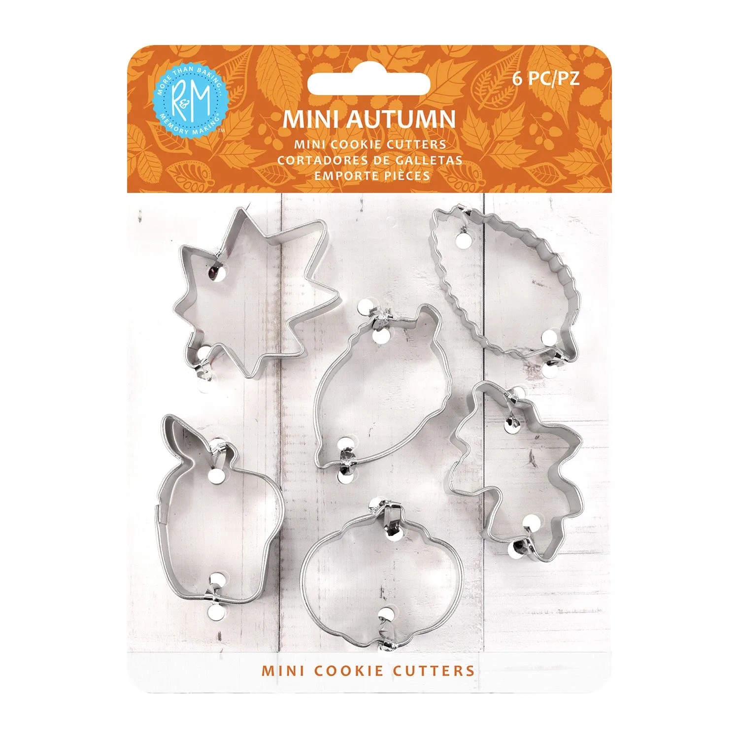 R & M International 6 Piece Mini Leaf Cookie Cutter Set