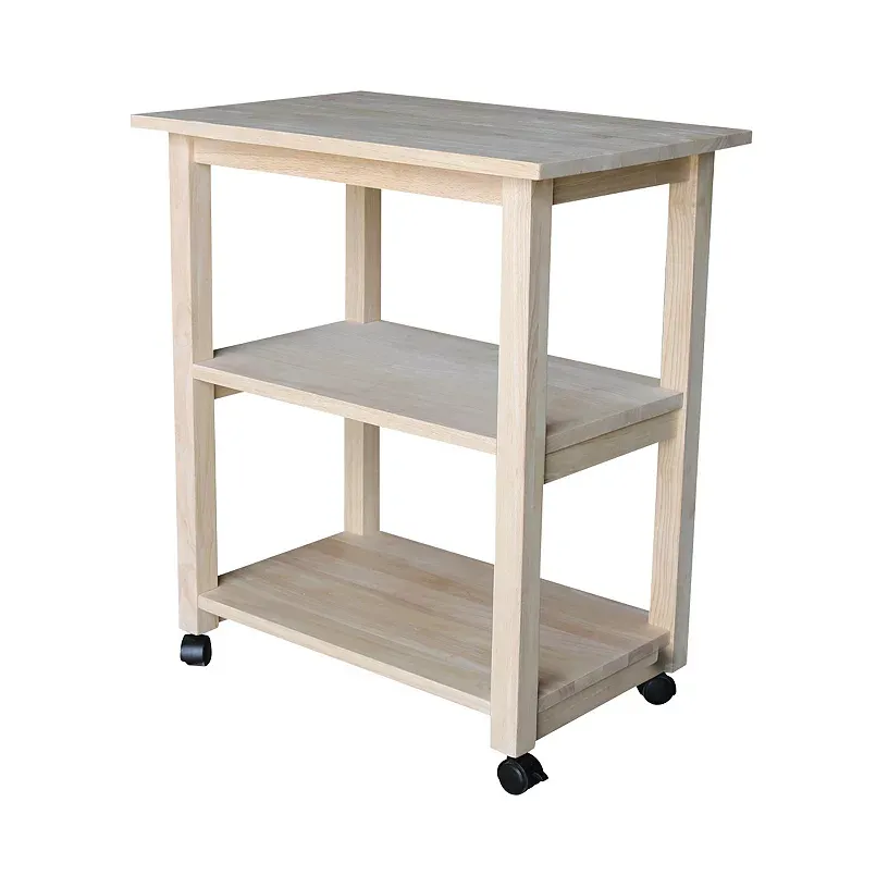 International Concepts Solid Wood Microwave Cart, Natural