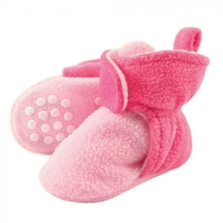 Luvable Friends Baby and Toddler Girl Cozy Fleece Booties Light Pink Dark Pink 3 Toddler