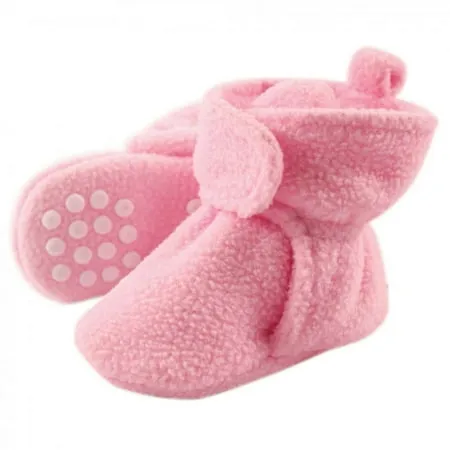 Luvable Friends Baby and Toddler Girl Cozy Fleece Booties Light Pink 3 Toddler