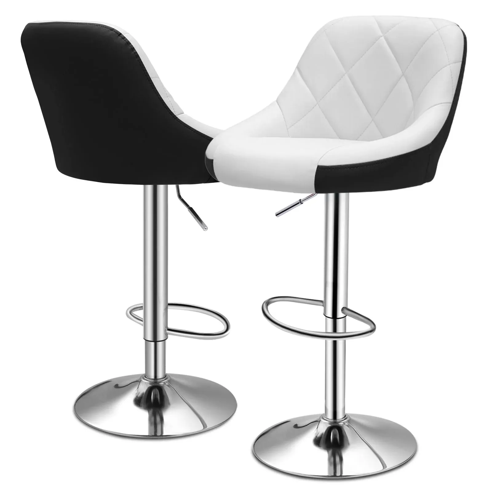 Monibloom Set of 2 Stool Chairs, Height Adjustable Swivel Barstools, Modern PU ...