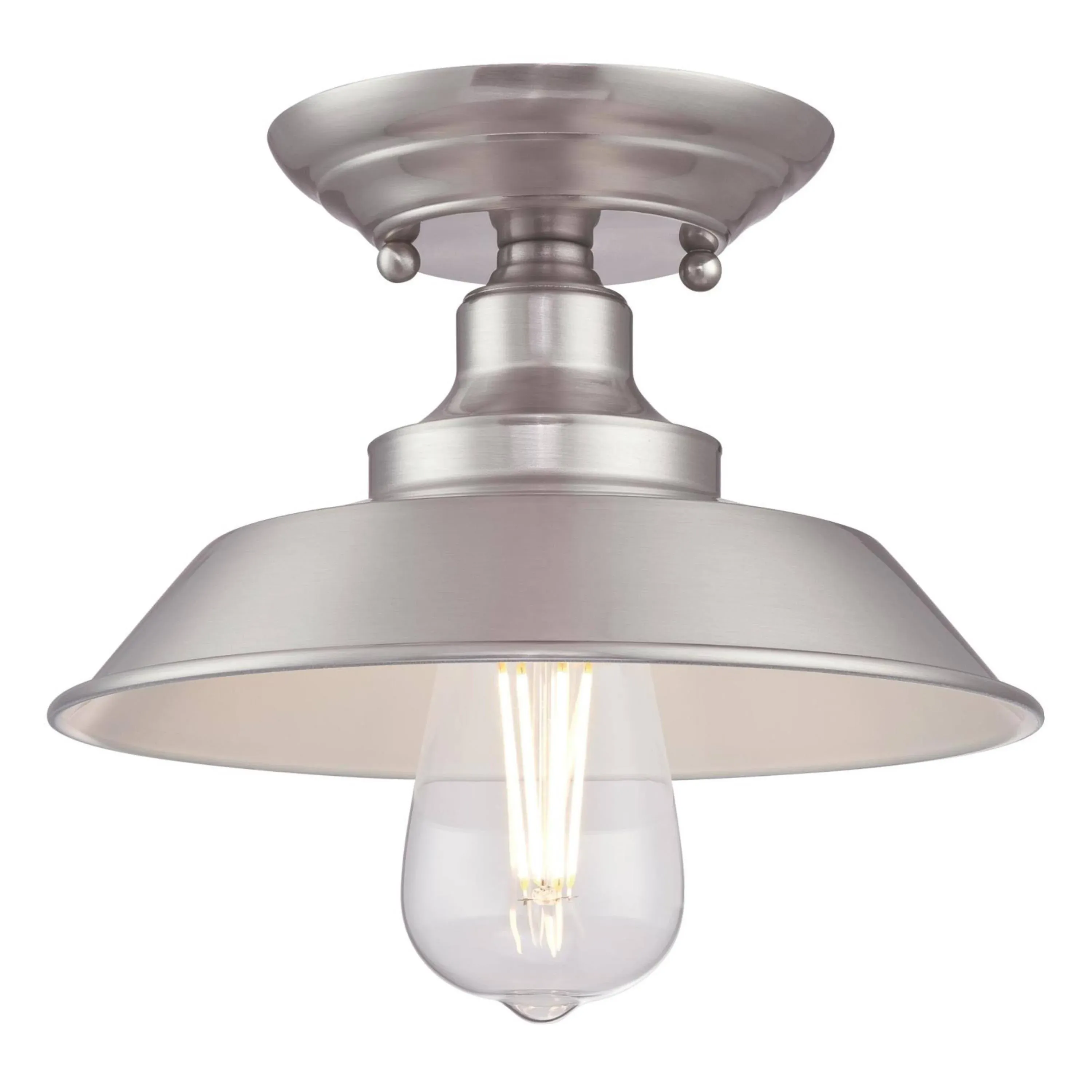 Iron Hill - 9 in. - Semi-Flush Mount Light - Brushed Nickel Finish - Westinghouse ...