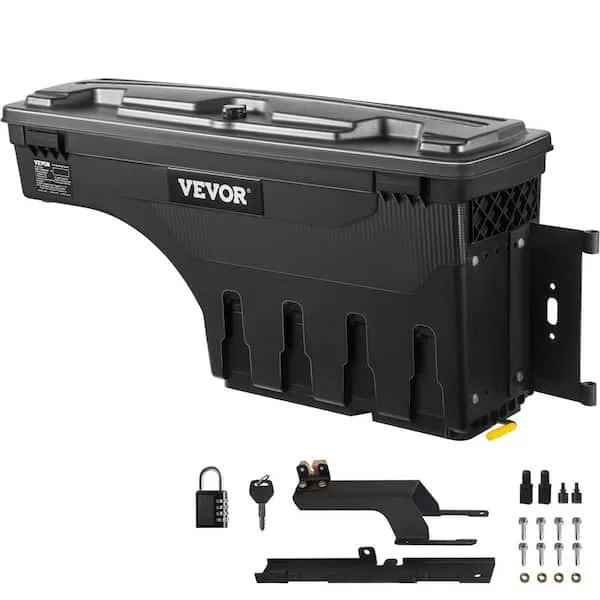 VEVOR Truck Bed Storage Box, Lockable Lid, Waterproof ABS Wheel Well Tool Box 6.