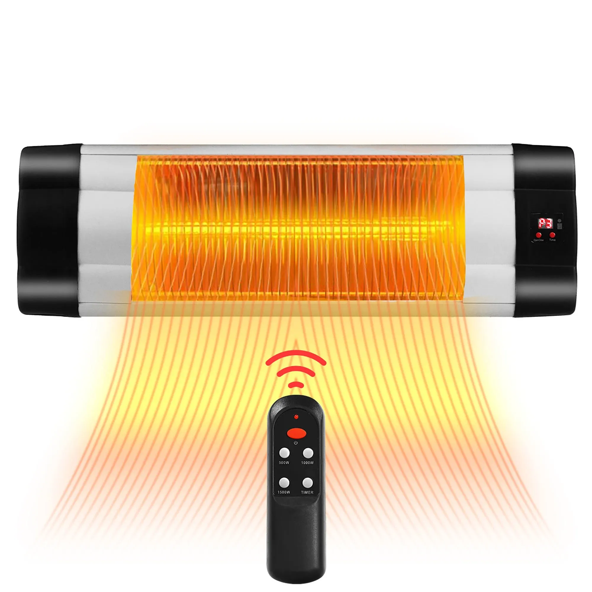 1500W Infrared Outdoor Indoor Patio Heater Remote Control 24H Timer Water Proof