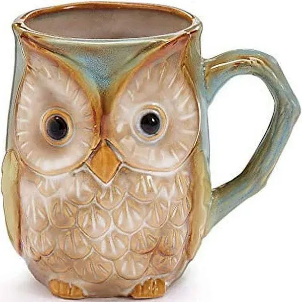 Blue / Green Owl Porcelain Mug - Burton + Burton