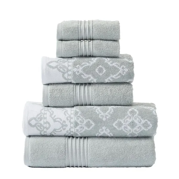 Modern Threads Charlize 6 Piece Yarn Dyed Jacquard/ Solid Towel Set