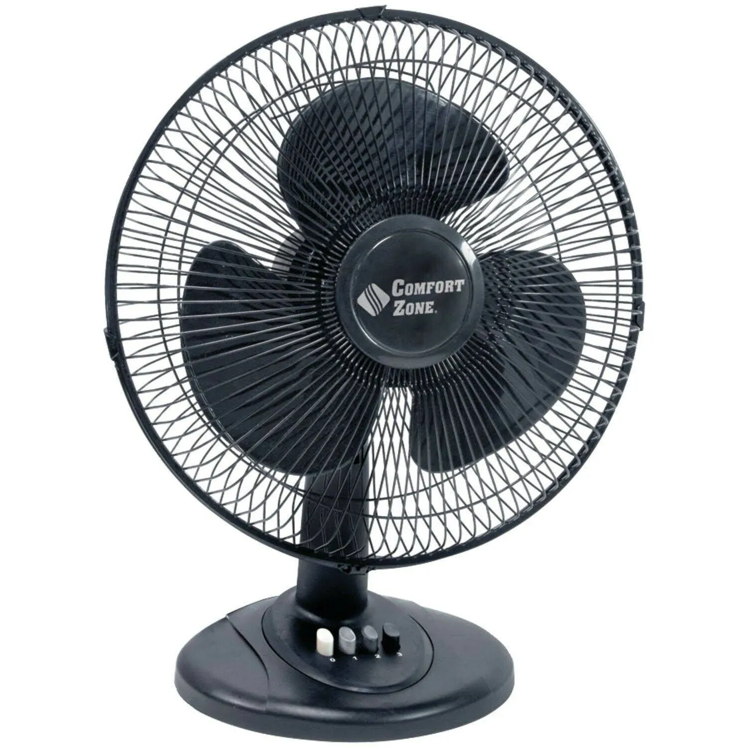 Comfort Zone 3-Speed HV Cradle Fan - Black - 12 inch