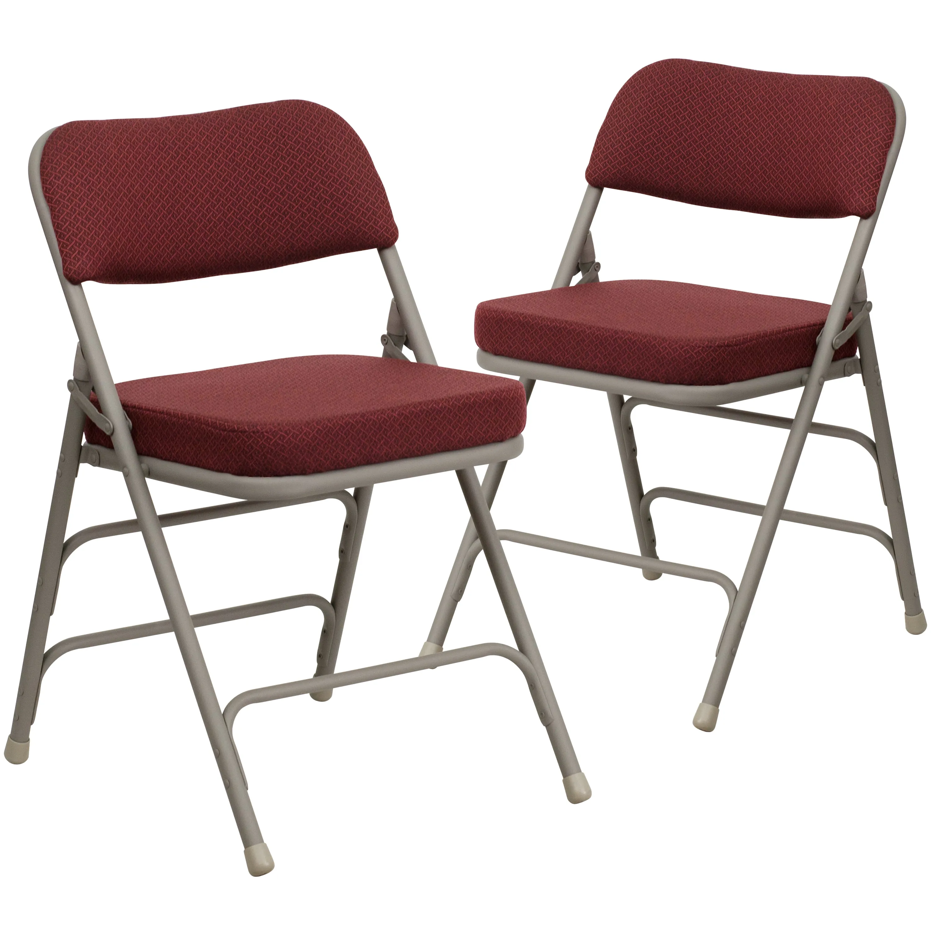 Flash Furniture 2 Pk Hercules Series Premium Curved Triple Braced & Double Hinged Burgundy Fabric Metal Folding Chair