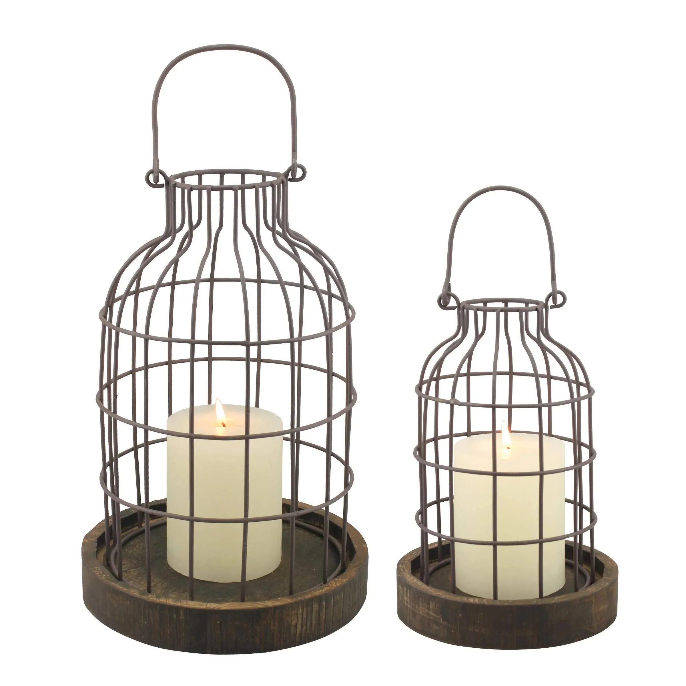 Stonebriar Weathered Metal Lantern Set of 2