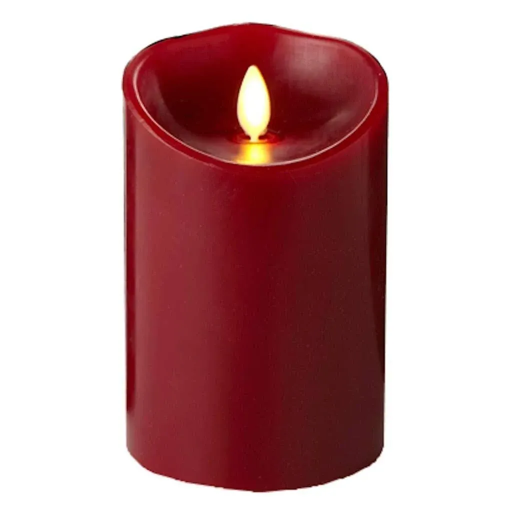 Luminara Wine Red Flameless Wax Real Led Candles Moving Filcker W/Timer for Home