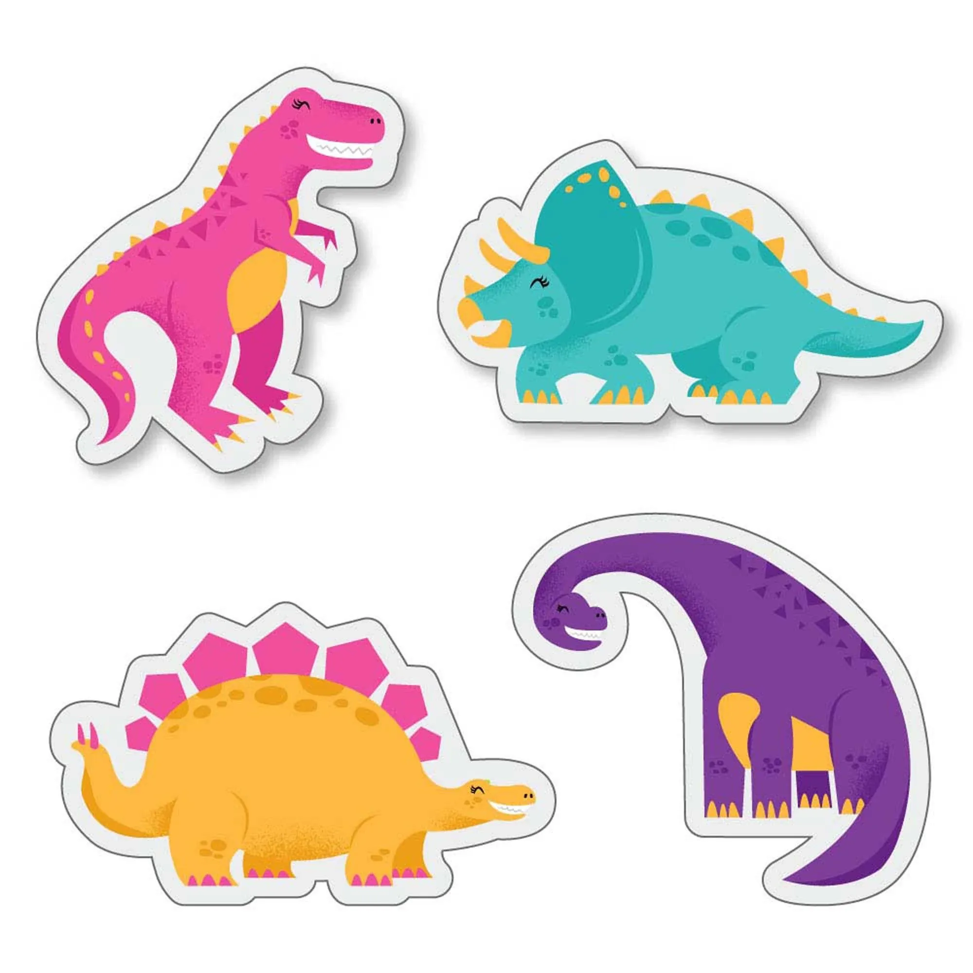 Roar Dinosaur Girl - DIY Shaped Dino Mite T-Rex Baby Shower or Birthday Party Cut-Outs - 24 ct