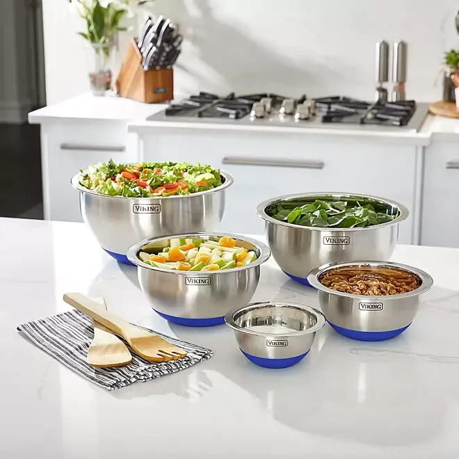 Viking 10 Piece Stainless Steel Mixing Bowl Set - Blue