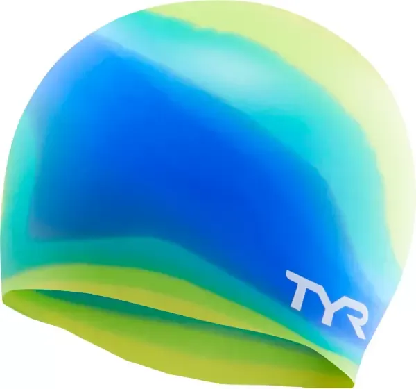 TYR Tie Dye Silicone Youth Swim Cap | Purple/Green