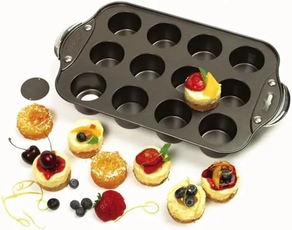 Norpro Nonstick Mini Cheesecake Pan with Handles, 12 count Baking Specialty