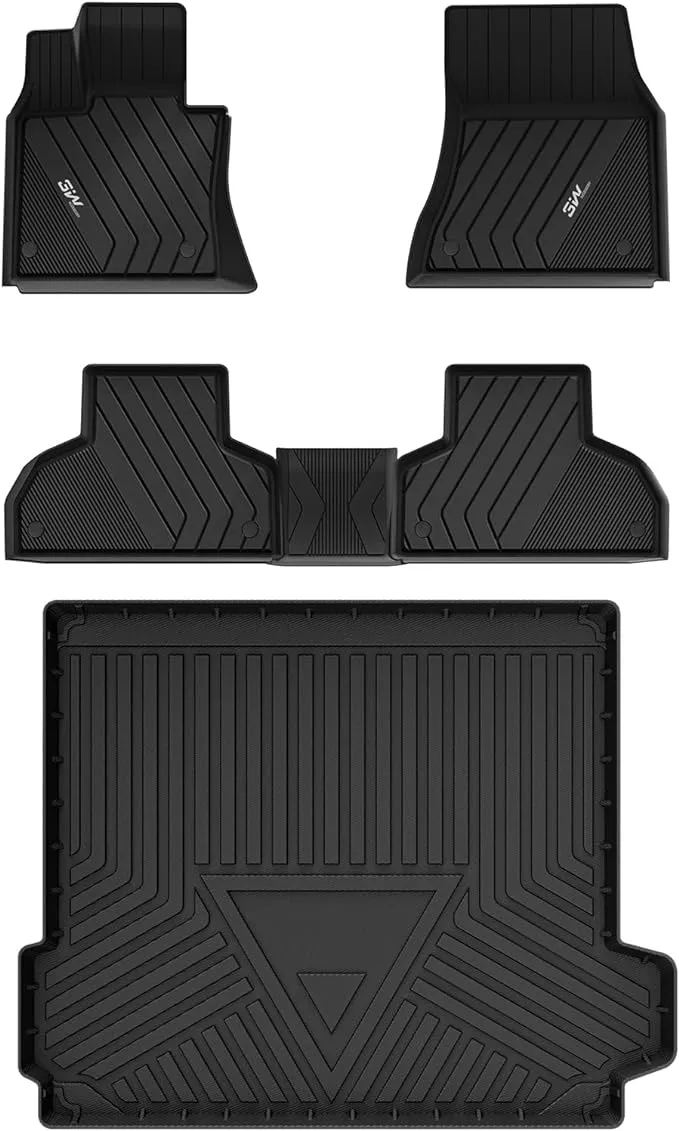 3W BMW X5 Floor Mats & Cargo Liner Fit for BMW X5 2014 2015 2016 2017 2018, TPE All-Weather Custom Fit Full Set Harmless Heavy Duty Floor Liner and Trunk Mat Car Accessories