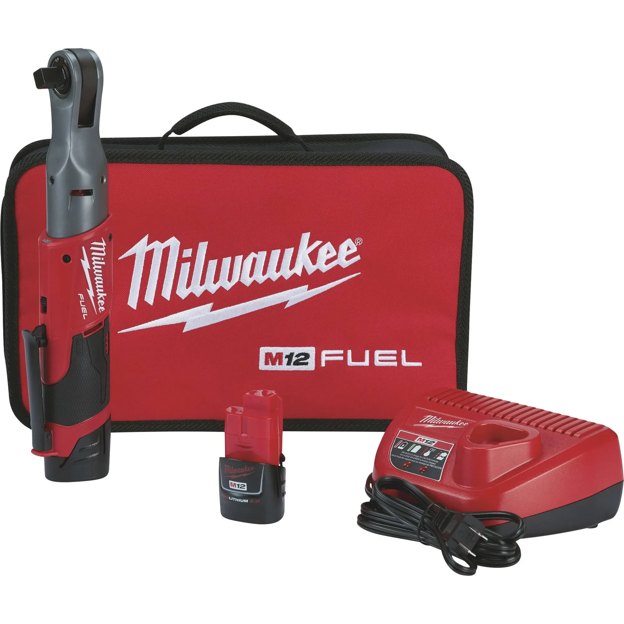 Milwaukee M12 FUEL 1/2 in. Ratchet 2 Battery Kit