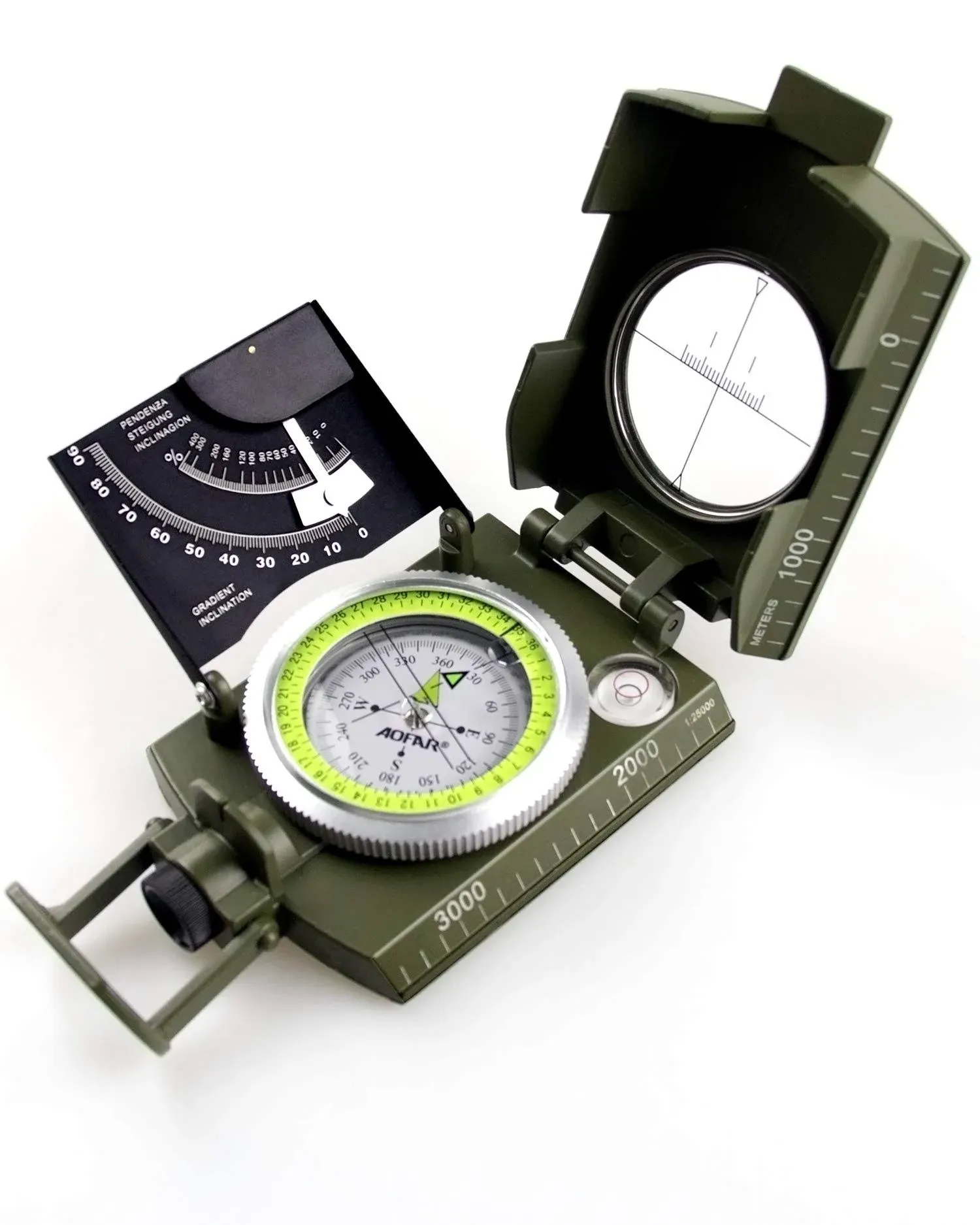 AOFAR AF-4074 Military Compass for Hiking,Lensatic Sighting Waterproof,Durable,Inclinometer for Camping,Boy Scount,Geology Activities Boating