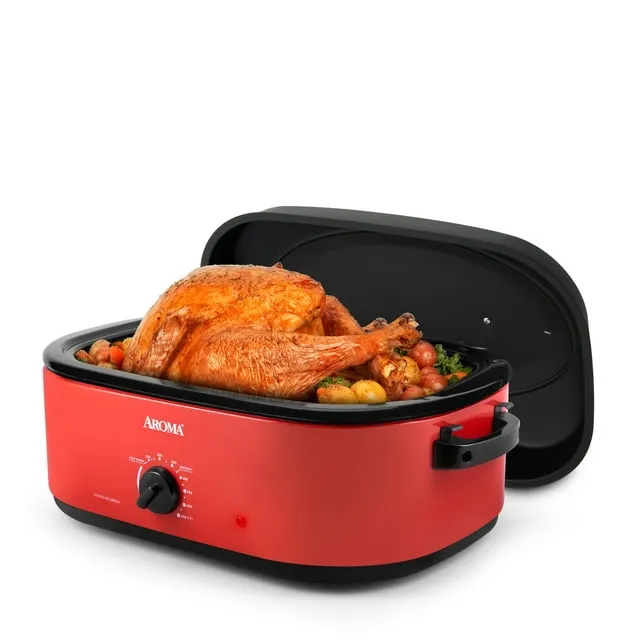 Aroma ART-718RH 18Qt. Roaster Oven with High Dome Lid Red