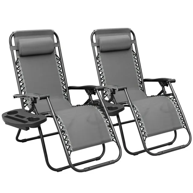 Lacoo 2 Pack Patio Zero Gravity Chair Outdoor Lounge Chair Textilene