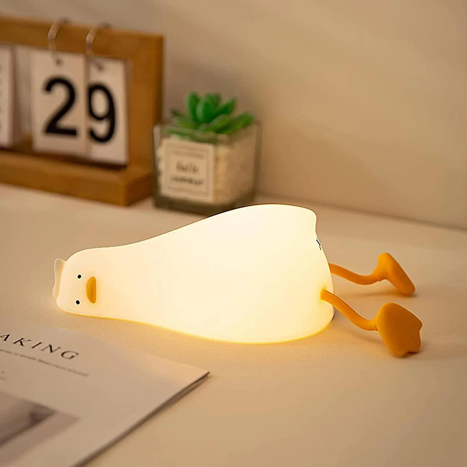 Led Duck Lamp Cute Light Duck Silicone Dimmable Nursery Night Light Rechargeable ...