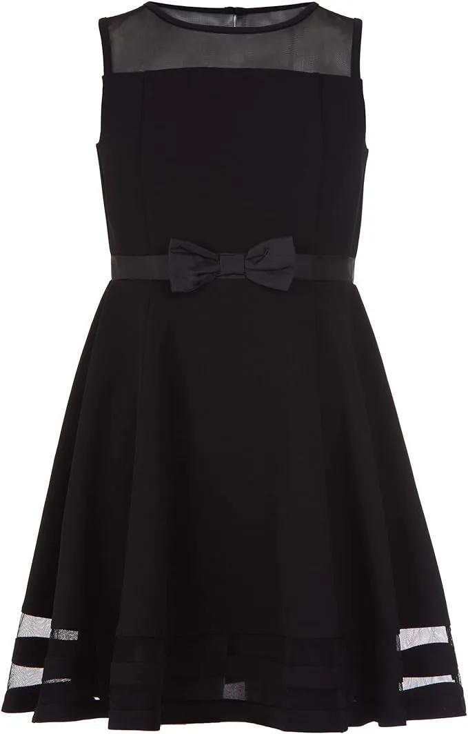 Calvin Klein Girls' Sleeveless Party Dress, Fit and Flare Silhouette, Round Neckline & Back Zip Closure