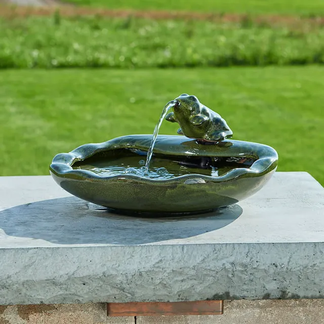 Smart Solar Ceramic Frog Solar Fountain - Green