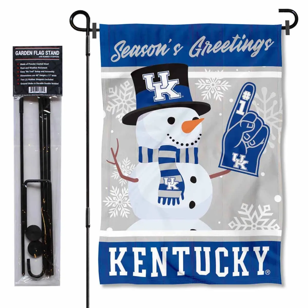 Kentucky Wildcats Holidays Snowman Garden Flag and Yard Stand Included