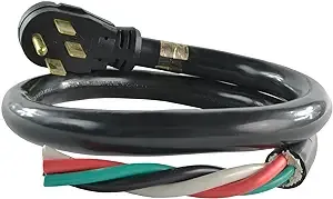 Conntek 14300 RV Power Cord 4-Foot RV 50 Amp Male Plug To Bare Wire , Black