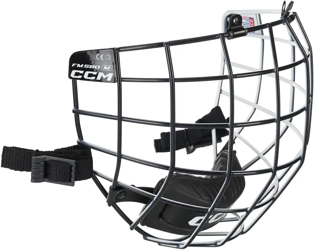 CCM Hockey 580 Facemask Cage, Black Outside/White Inside