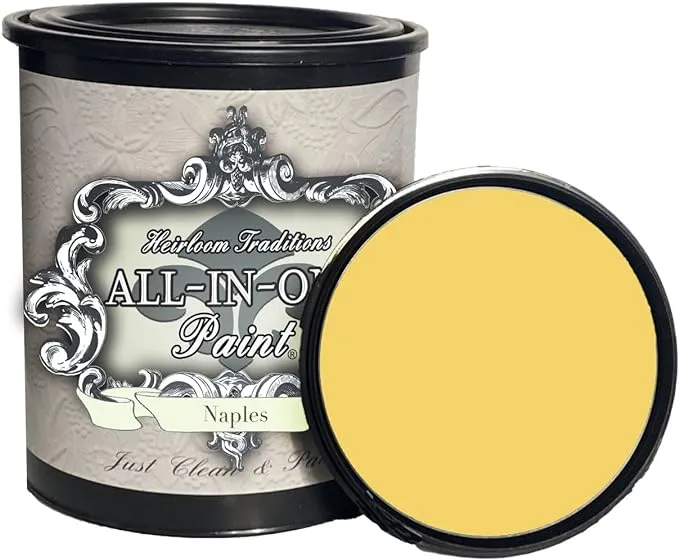 All-in-One Paint, Naples (Sunny Yellow), 32 fl oz Quart. Durable Cabinet and Furniture Paint. Built in Primer and Top Coat, No Sanding Needed.