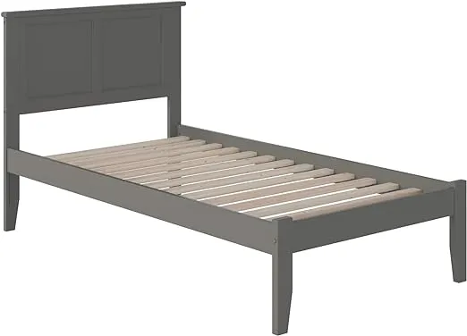 Madison Platform Bed with Open Foot Board, Gray, Twin XL