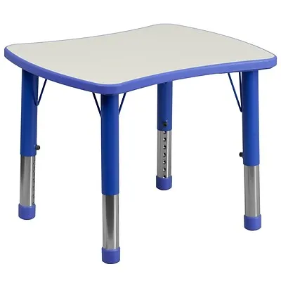 Flash Furniture Wren Rectangular Activity Table, 21.875" x 26.625", Height Adjustable, Blue/Gray (YU098RECTBLBL)