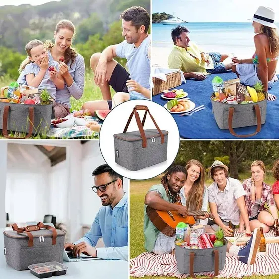 Tudnhey 26L Collapsible Coolers Soft Sided, Picnic Cooler, Beach Cooler, Picnic Basket for Picnic, Travel, Grocery Shopping, No Chemical Smell