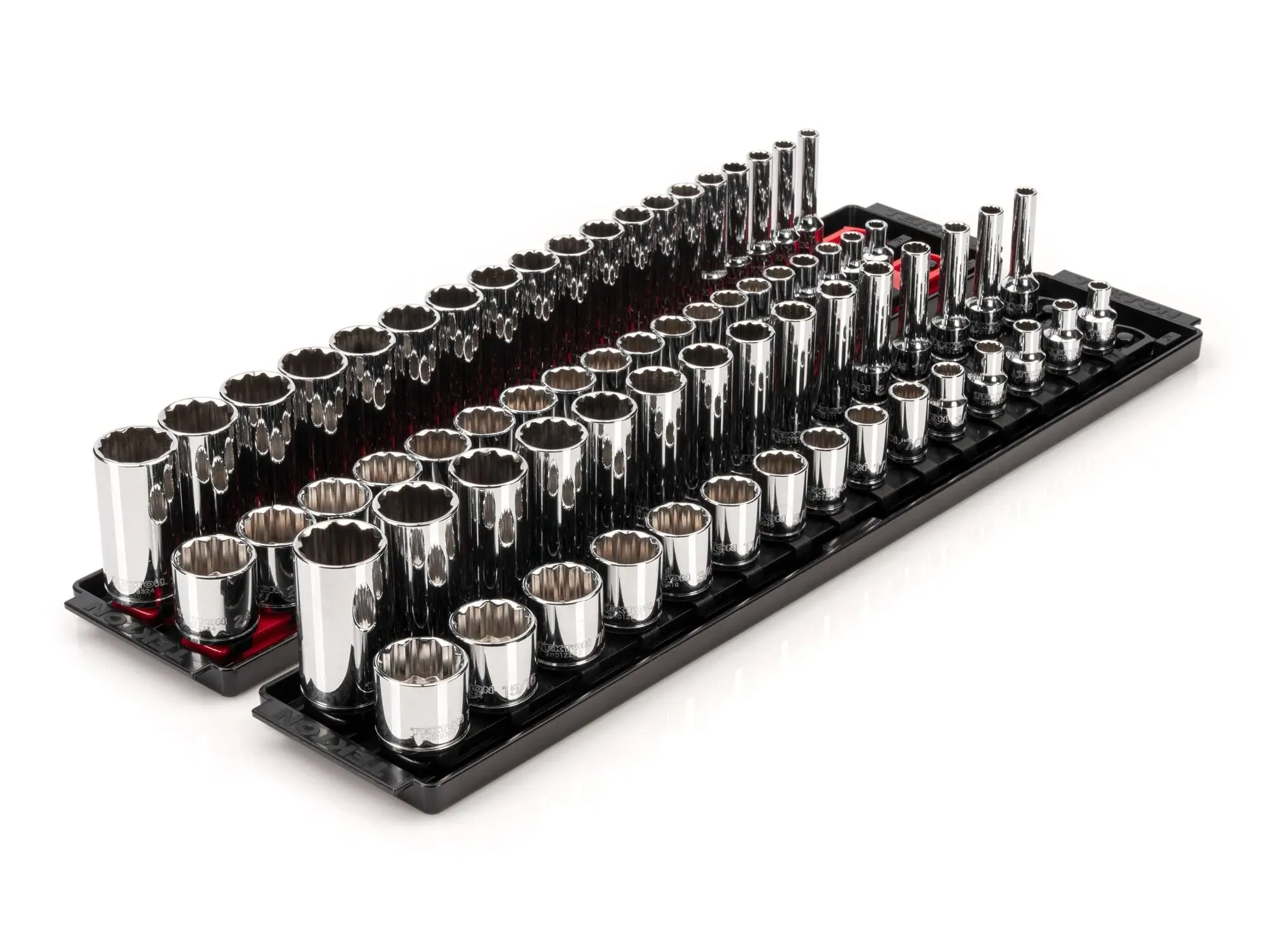 TEKTON Socket Set 3/8&#034; Drive 12-Point W/ Rails (1/4&#034;-1&#034;, 6 mm-24 mm) (68-Piece)