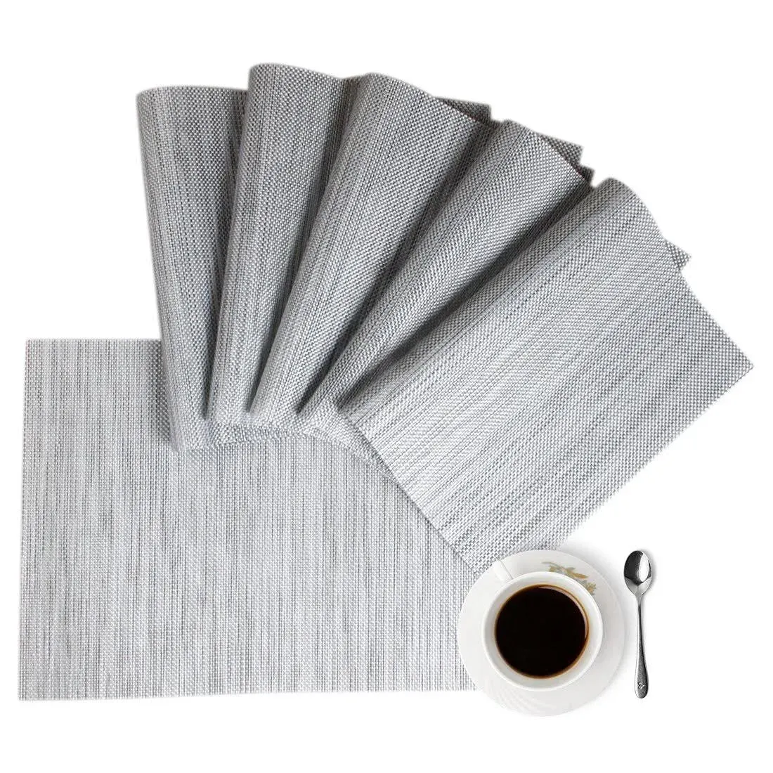 DOLOPL Placemats Table Mats Gray Placemat Set of 8 Easy to Clean Non Slip Wipeable Place Mats Heat Resistant Farmhouse Modern Table Mat