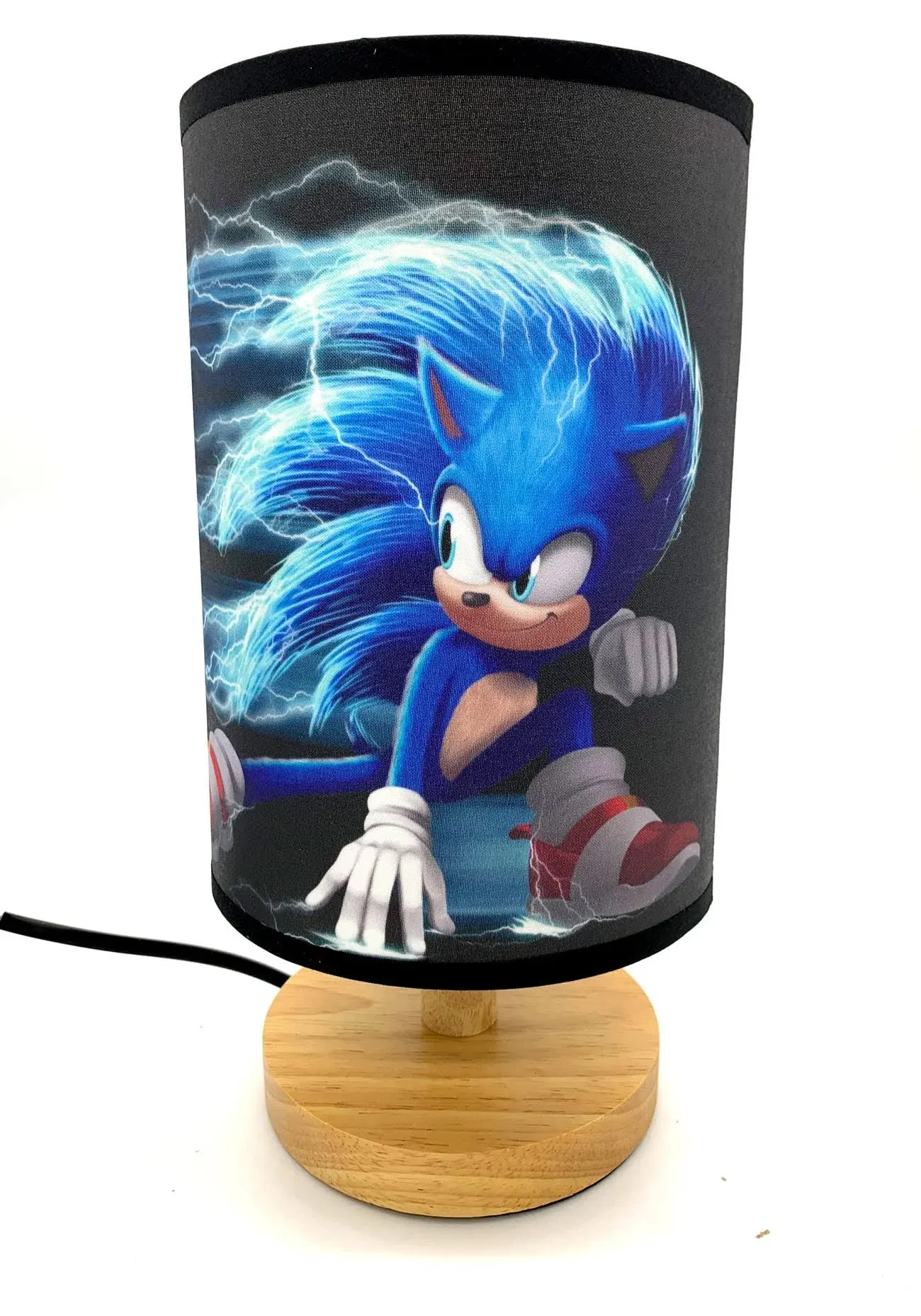 Super Sonic Bedside Night Light Table Lamp Wood Base Room Decoration or